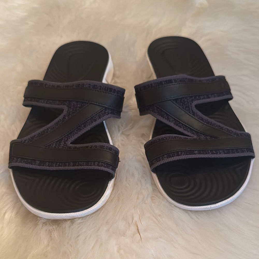 Hush Puppies Bounce Plus Sandals Womens 10 Black Comfort Rubber Like New ✨